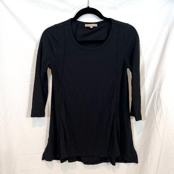 Joan Vass Studio Women's Black 3/4 Sleeve Structured Flare Top Size Small - Picture 1 of 6